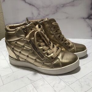 Gold High-Top Women's Sneakers